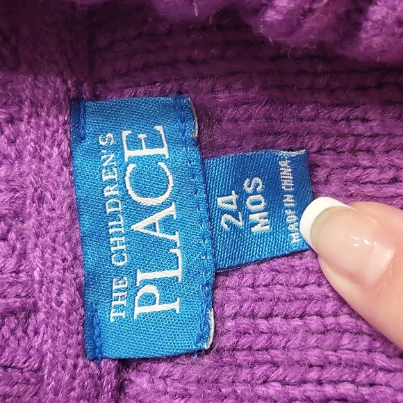 CHILDREN'S PLACE Baby girl's shawl neck purple button-down sweater size 24 mo - Picture 4 of 5